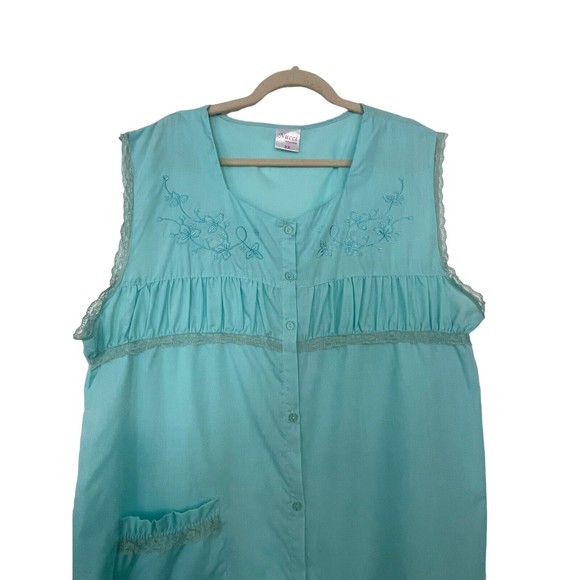 Nucci Intimates Woman’s Vintage Nightgown House Dress 3X Light Blue Button Front - Picture 6 of 16